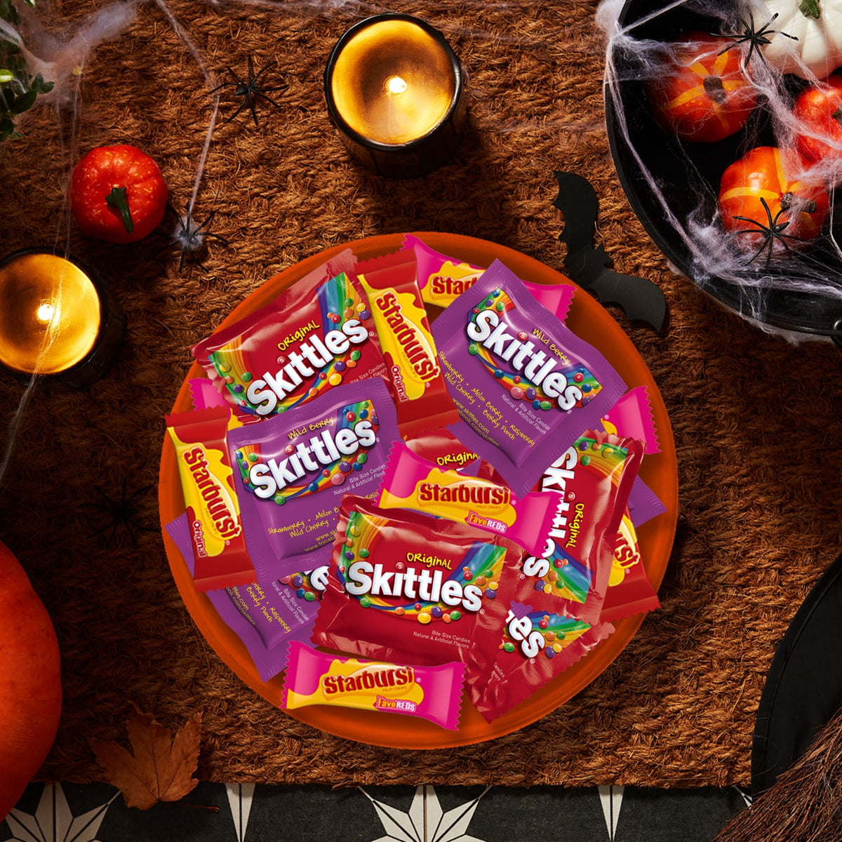 Skittles & Starburst Fun Size Chewy Halloween Candy Variety Pack - 140 Ct Bulk Bag