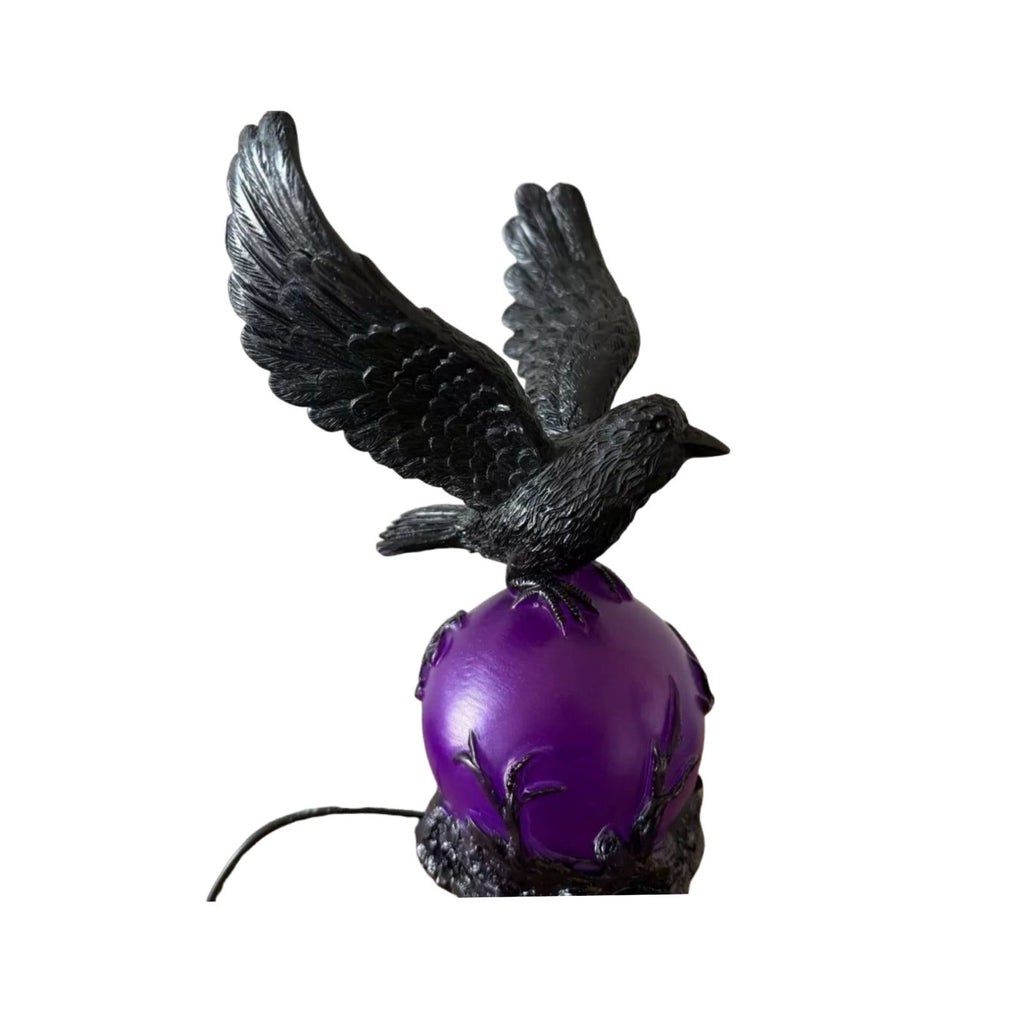 Gothic Mysterious Crow LED Flameless Candle, Luminous Sculpture, Gothic Home Decor Accent, Raven Lamp for Halloween Gifts, Bedroom Bedside, Living Room, Orange