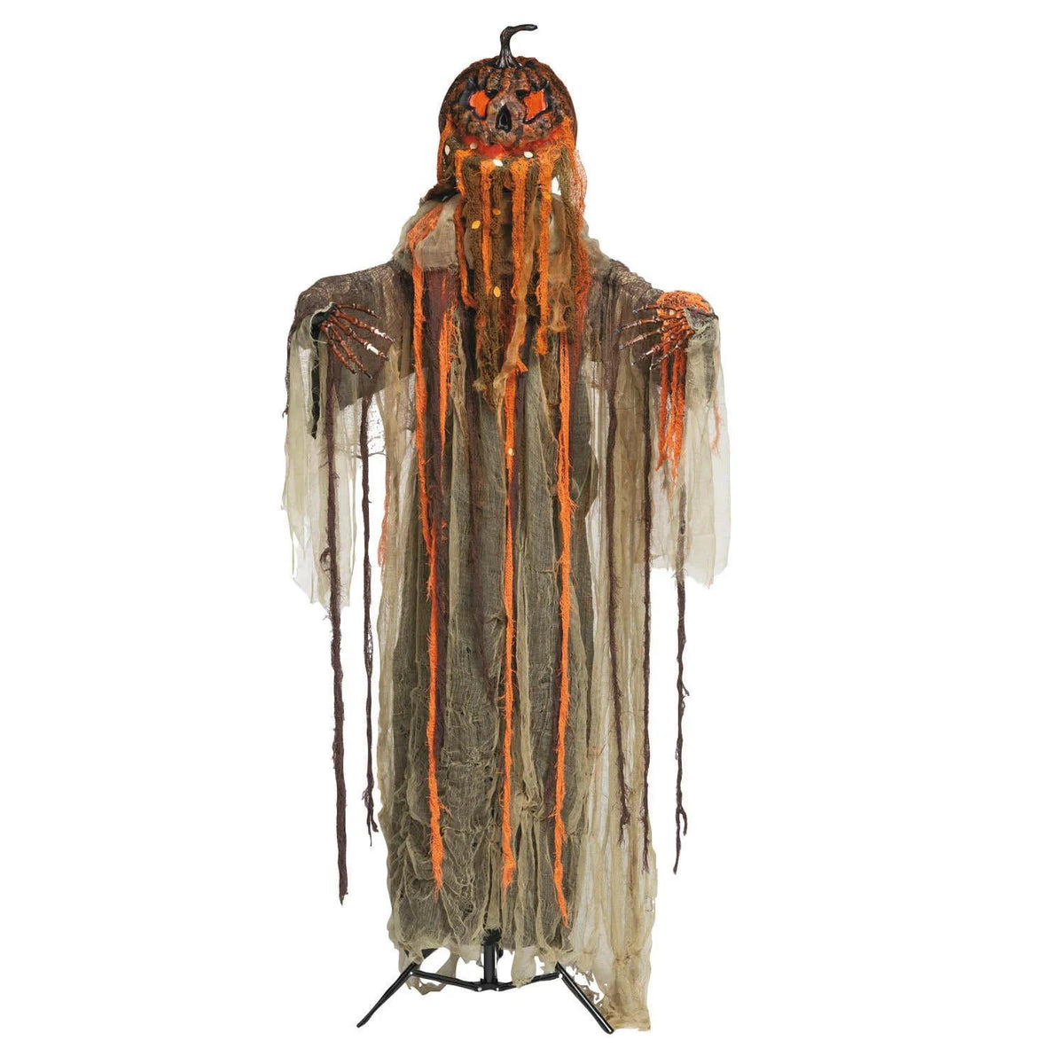 5 Ft. 8 3/4" Animated Standing Pumpkinhead Man Halloween Decoration