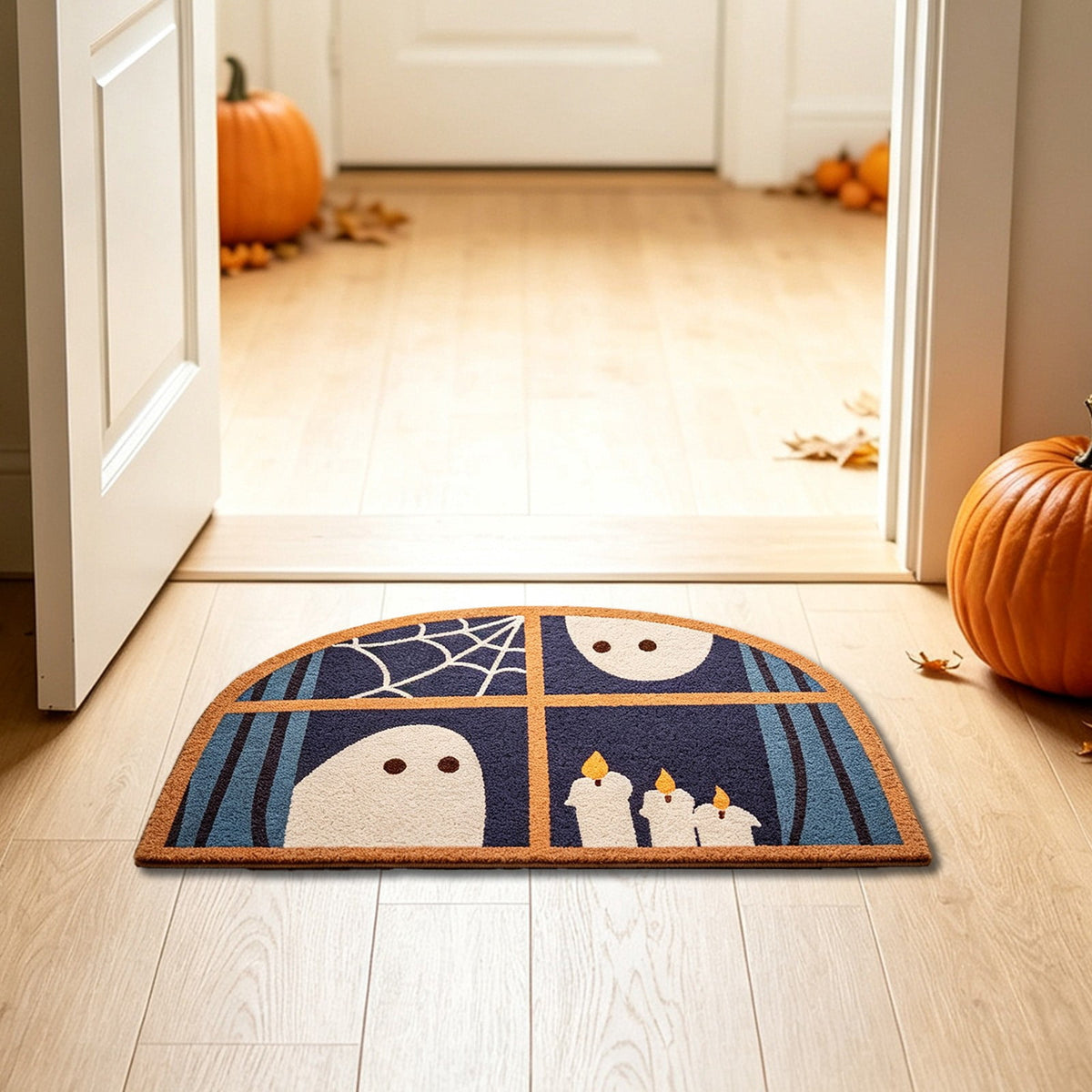 Yhmxh Halloween Bathroom Rugs, Halloween Pumpkin Bath Mats, Farmhouse Halloween Rugs for Bathroom Decorations for The Home, Holiday Cute Pumpkin Decor Non-Slip 15.7x23.6 Inches