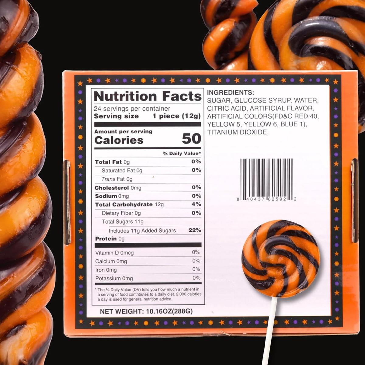 Halloween Swirl Lollipops, Trick or Treat Candy, 24 Count, 10.16 Ounce Box