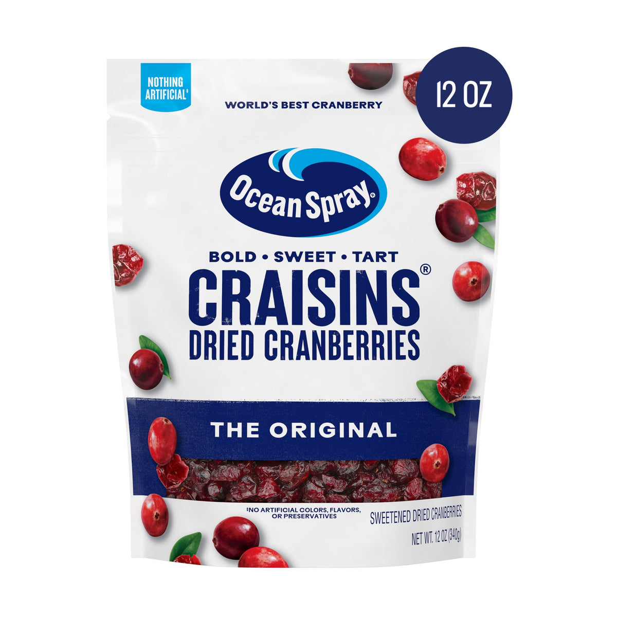 Ocean Spray® Craisins® Original Dried Cranberries, Dried Fruit, 12 oz Pouch