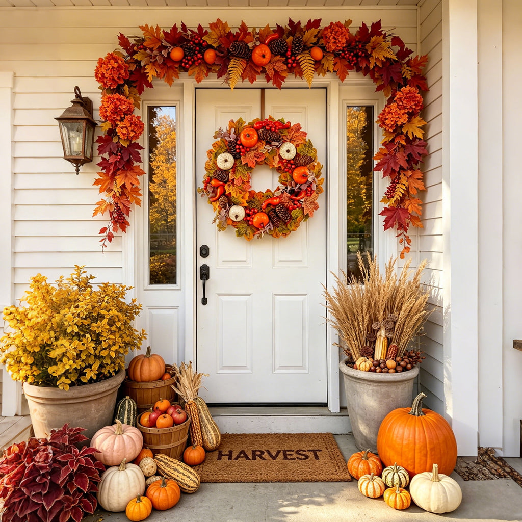 AGCAN 27 Inch Halloween Wreaths for Front Door, Unlit Halloween Wreaths with Witch Hat & Legs, Halloween Decorations for Home, Porch, Window, Indoor, Wall Decor