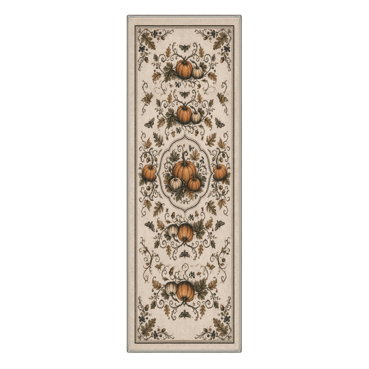 GENIMO 2'x7' Halloween Runner Rug, Washable Non Slip Soft Farmhouse Pumpkin Indoor Outdoor Hallway Runner for Porch Patio Kitchen Entryway, Vintage Sepia