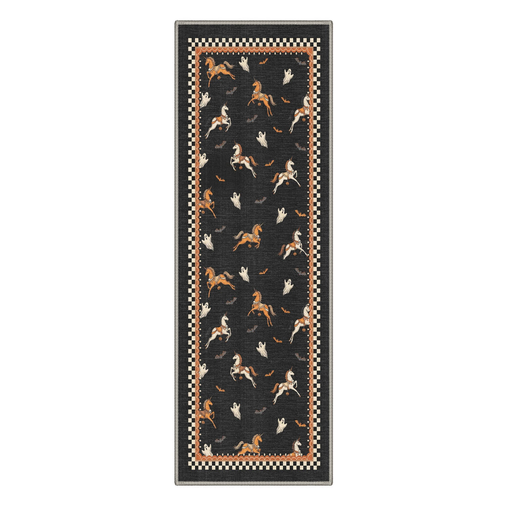 GENIMO 2'x7' Halloween Runner Rug, Washable Non Slip Soft Farmhouse Pumpkin Indoor Outdoor Hallway Runner for Porch Patio Kitchen Entryway, Vintage Sepia