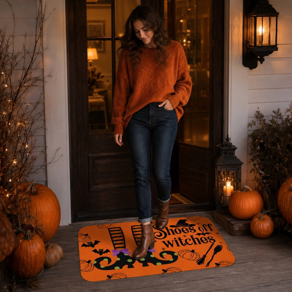 Halloween Celebration Doormat 16x24 Inch, Spooky Ghost Entrance Mat for Front Porch Indoor Outdoor, B