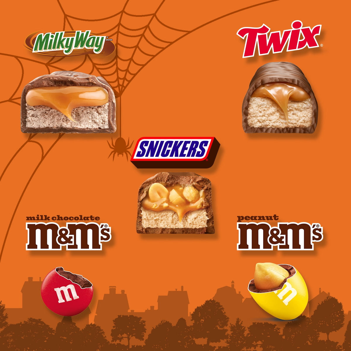 M&M's, Snickers, Twix & Milky Way Chocolate Halloween Candy Variety Pack - 120 Ct Bulk Bag
