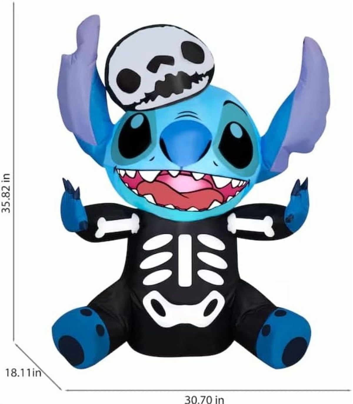 3' Gemmy Airblown Inflatable Halloween Disney's Stitch in Skeleton Costume Yard Decoration 552722