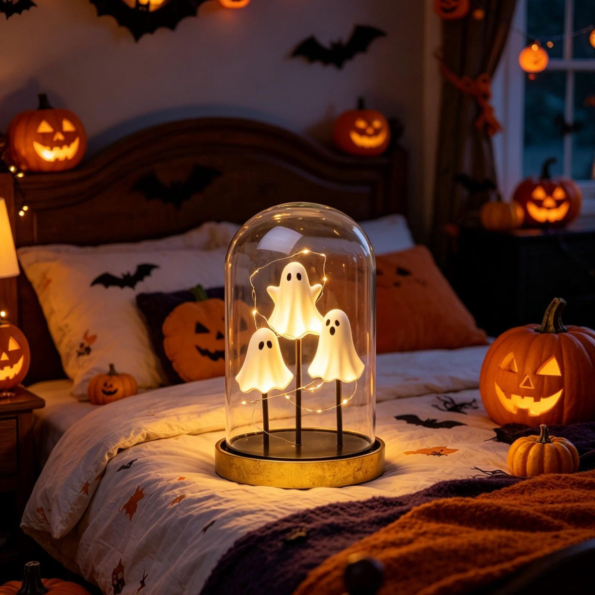 Clearance Gothic LED Lamp – Raven's Moonlight Mysterious Crow on Orb Sculpture, 3D Hollow Lantern Decorative Lamp for Gothic Collectors, Halloween Enthusiasts Best Halloween Gifts