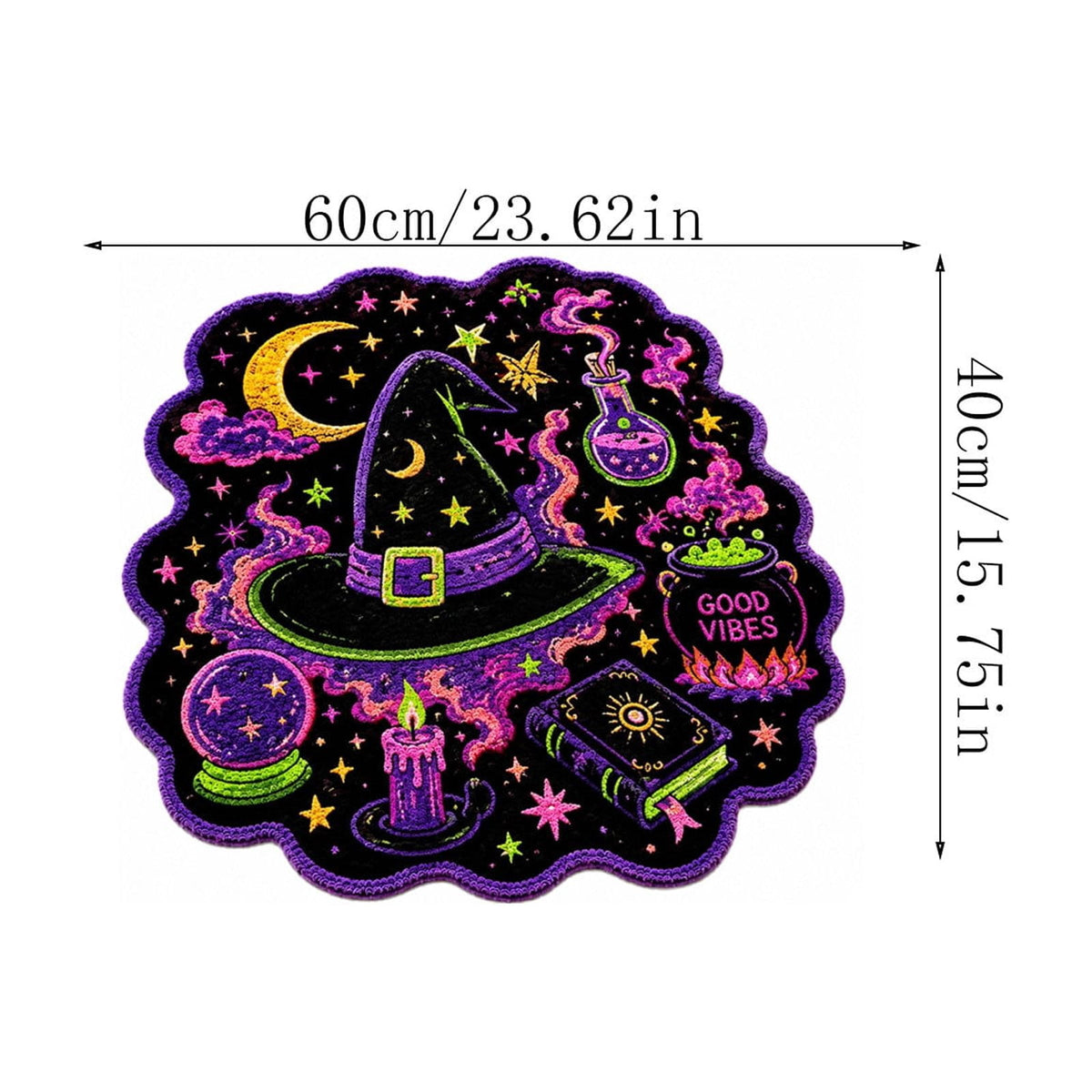Halloween Wreath Shaped Rugs, Soft Indoor Mat for Entryway, Kitchen, Halloween Party, Pumpkin Witch Spooky Home Decor, 23.62x15.75 Inches