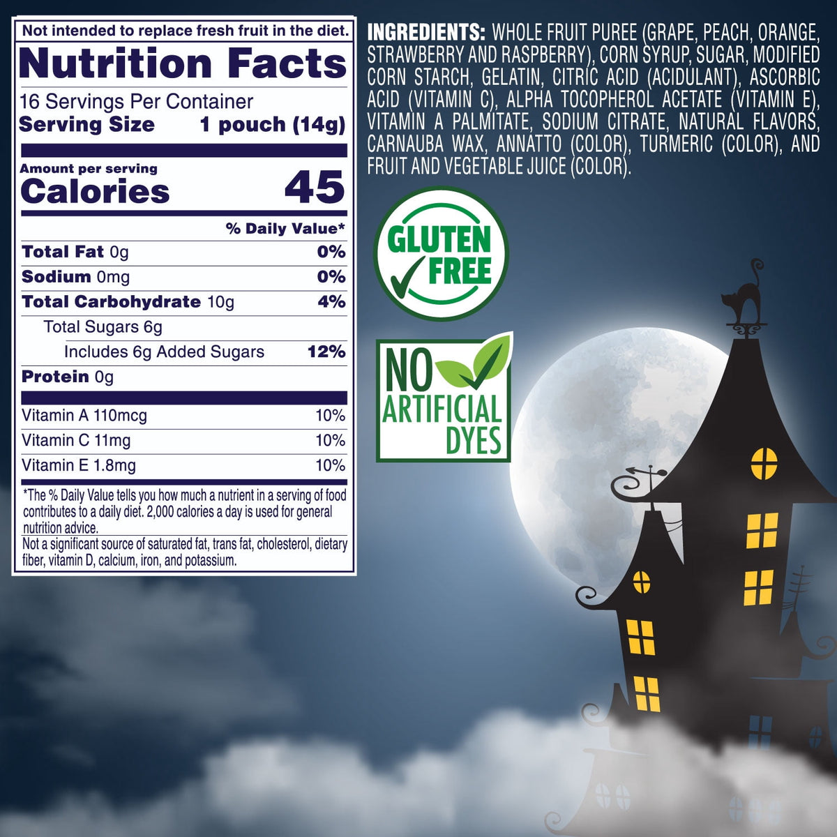 Welch's Juicefuls Monster Splash, Halloween Soft Kids Snacks, 0.5 oz, 16 Count