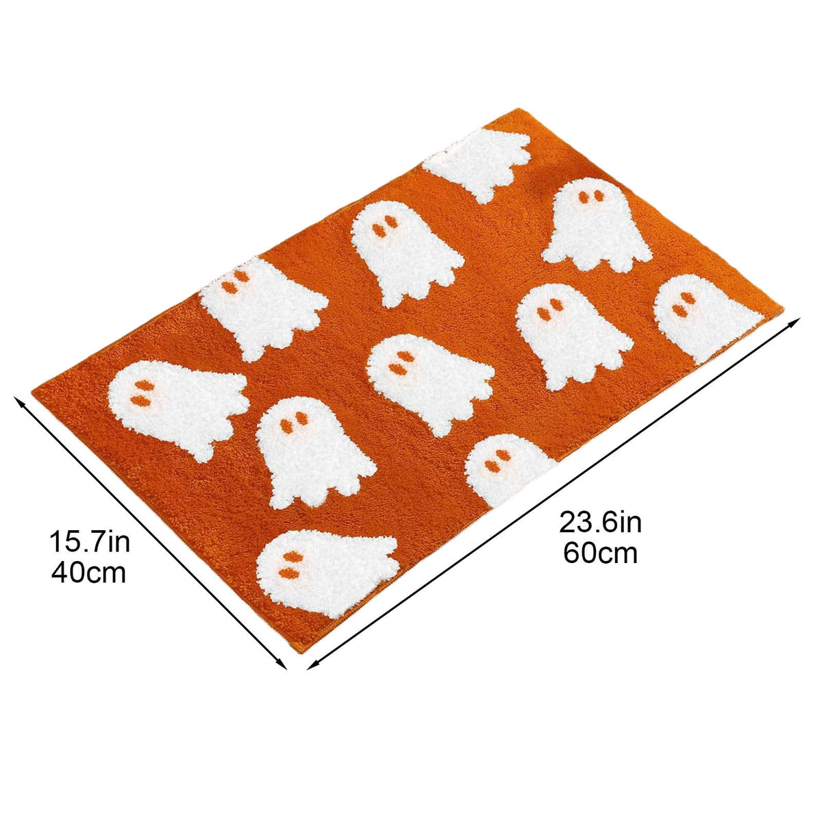 HHBEAUTY Pink Ghost Bath Mat Soft Halloween Bathroom Rug Non Slip Cute Spooky Ghost Bathroom Decoration Shaggy Plush Microfiber Rug Halloween Decor for Home Bedroom Shower Floor, 15.75 x 23.62"