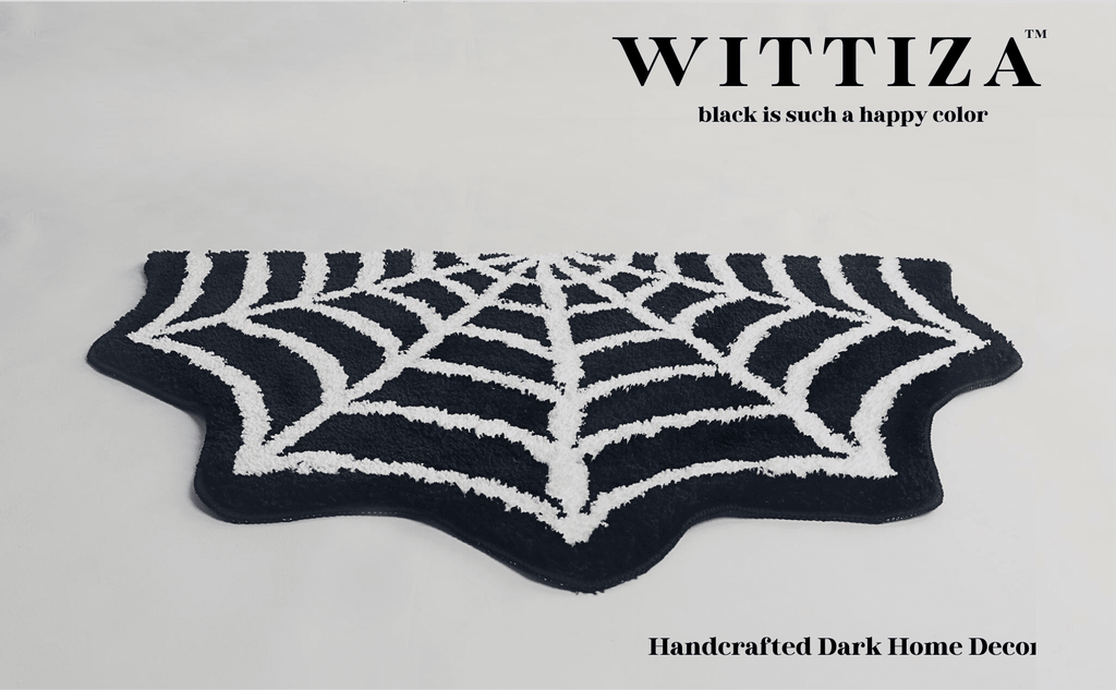 Spider Web Bath Mat - Halloween Rug Bathroom Decor Gothic Home Decor Witchy Horror Goth Room Rugs Gothic Bedroom Kitchen