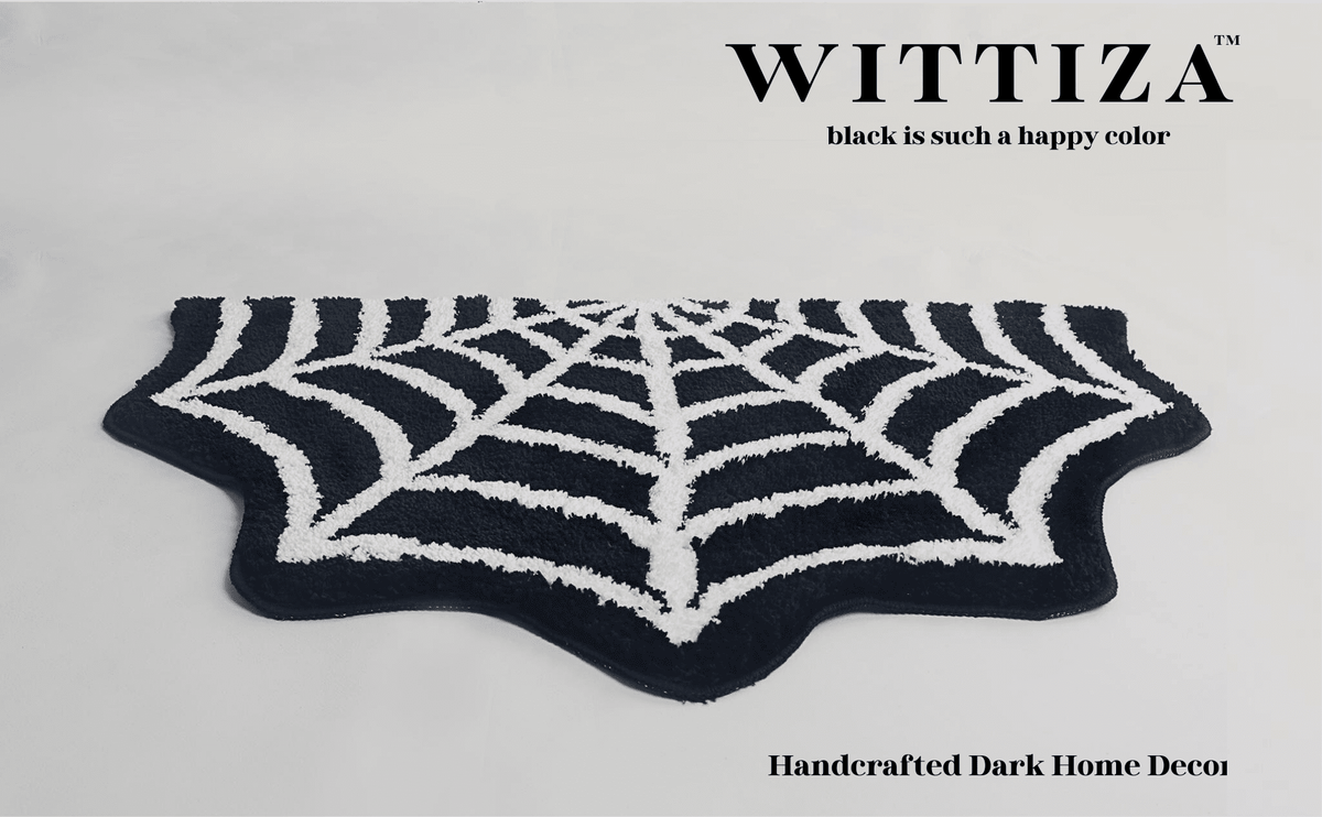 Spider Web Bath Mat - Halloween Rug Bathroom Decor Gothic Home Decor Witchy Horror Goth Room Rugs Gothic Bedroom Kitchen