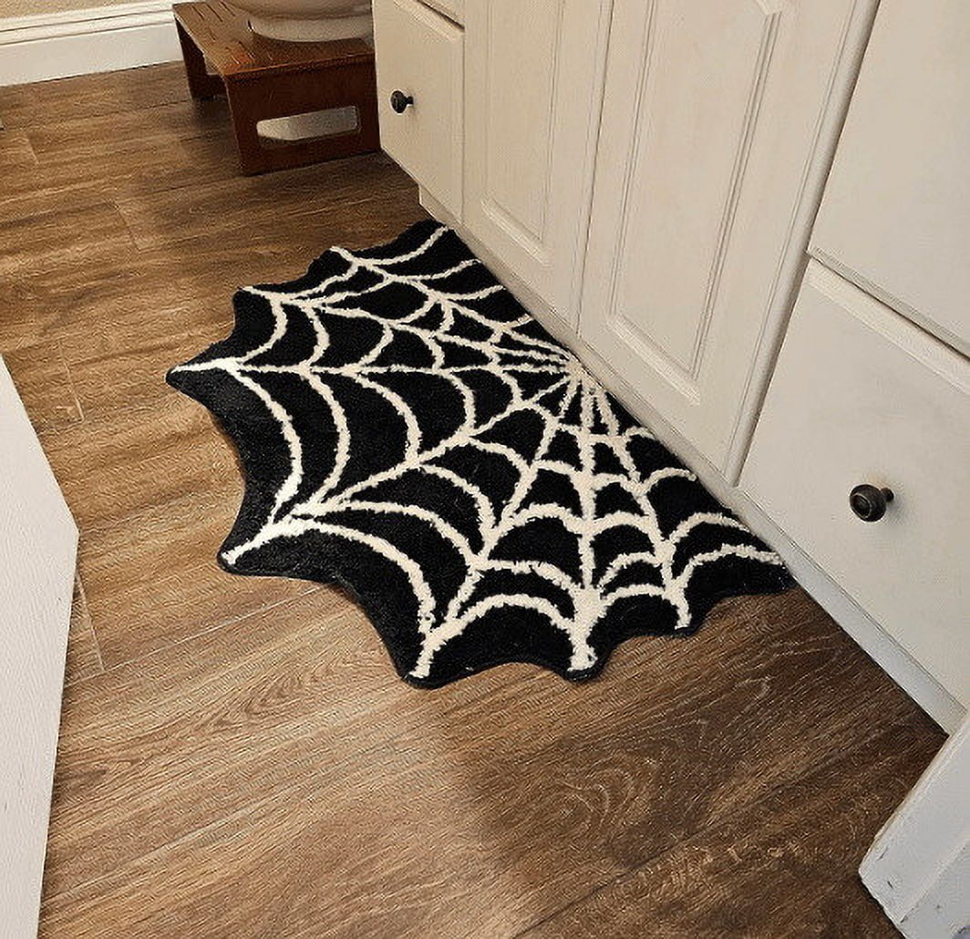 Konghyp Halloween Floor Mat Non-slip Rug, Cozy Spiderweb Decoration, Perfect for Living Room Entrance Bedroom, Ideal for Holiday Gathering, Indoor Use Entrance Mat