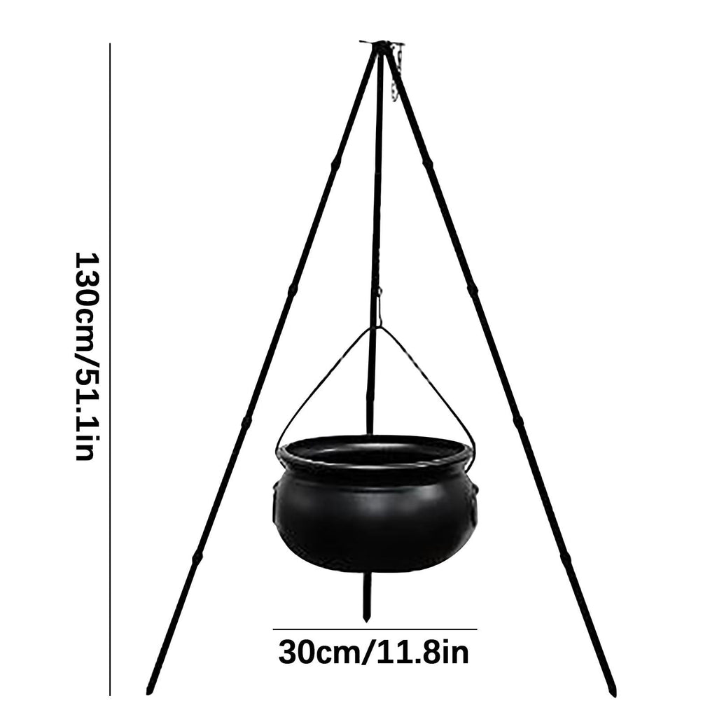 Large Halloween Witches Cauldron with Lights Black Plastic Bowl Outdoor Decor,Halloween Party Decorations,Large Witches Cauldron on Tripod with Lights,for Patio Garden Lawn Decor