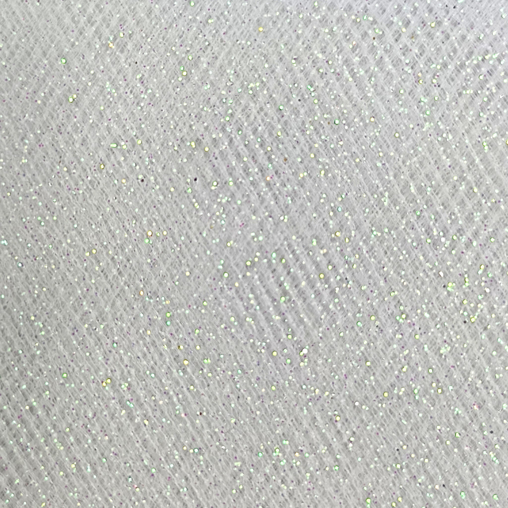 3 Yard Cut Glitter Tulle Fabric, White, 54" Wide for Apparel & Crafting, by Fuzhou