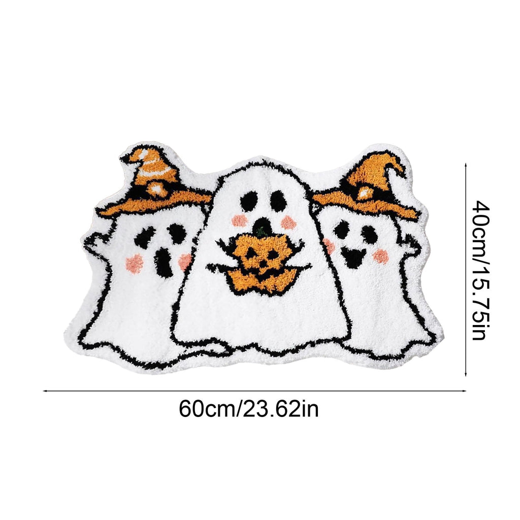 Halloween Bath Mat Ghost Multicolor Irregular Mat 27.56x17.72in Polyester Skidproof & Absorbent for Bathroom Entryway Living Room Halloween Door Mat by MPOISVA