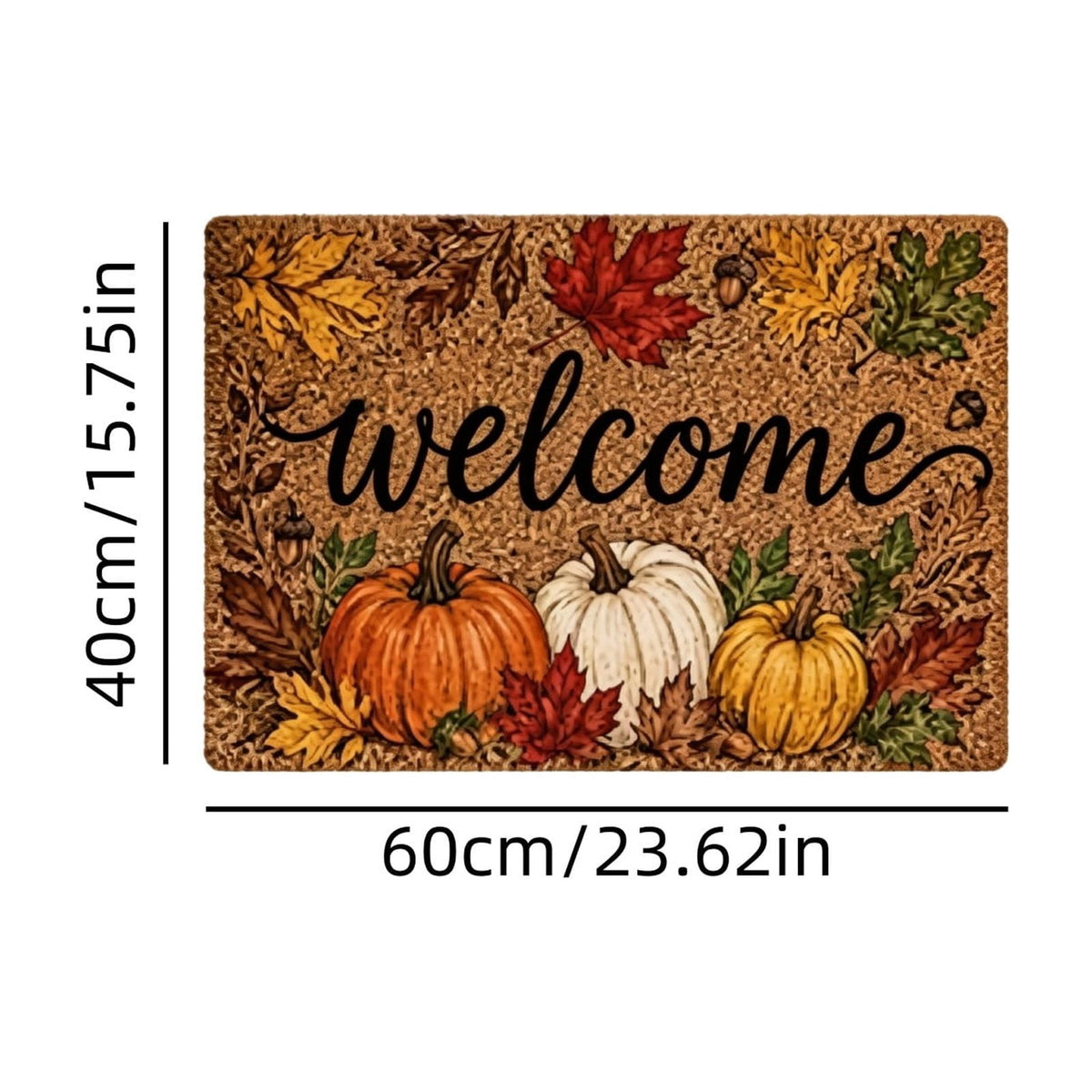 syligr Halloween Thanksgiving Doormat with Maple Leaf & Pumpkin Patterns - Non-Slip Floor Mat for Entryway, Kitchen, Porch, Fall Harvest Decor Rug with Anti-Fatigue Backing, Gift for Thanksgiving