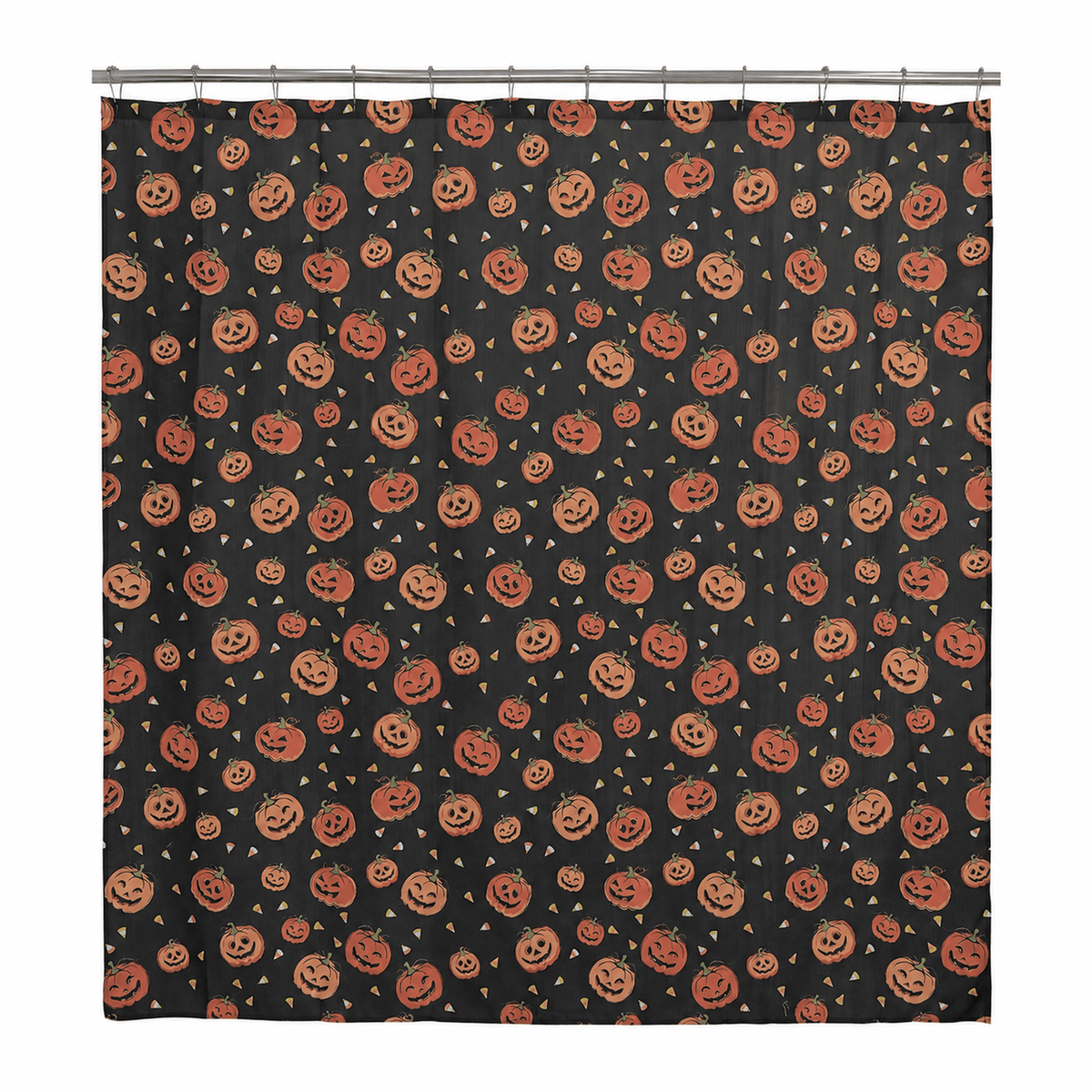 Way To Celebrate Jack-o'-Lantern Shower Curtain Set with 12 Hooks, Black