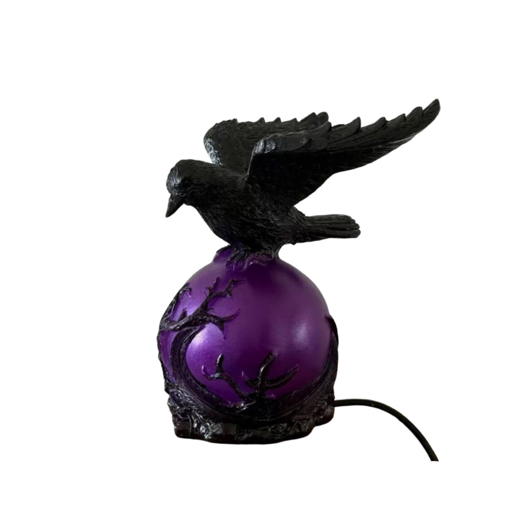 Gothic Mysterious Crow LED Flameless Candle, Luminous Sculpture, Gothic Home Decor Accent, Raven Lamp for Halloween Gifts, Bedroom Bedside, Living Room, Orange