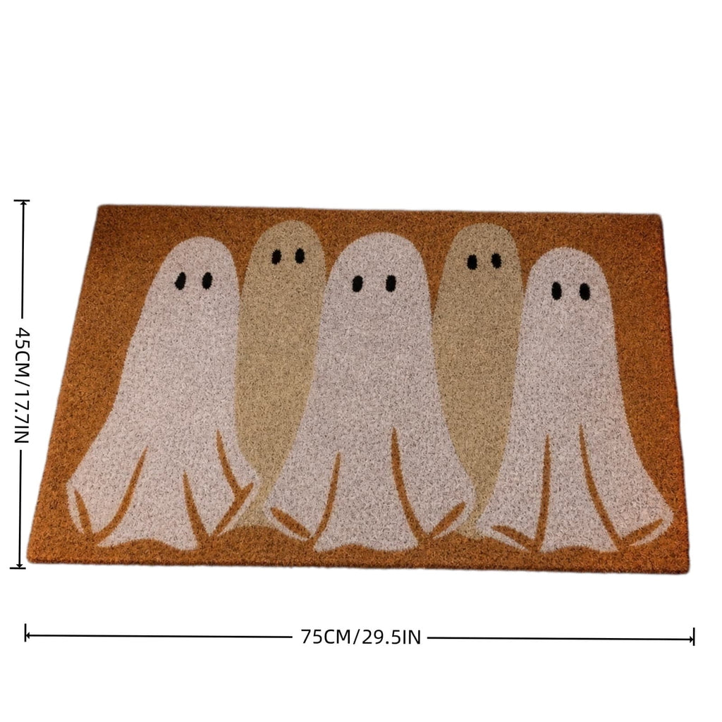 Cute Ghost Family Halloween Doormat - Spooky Fall Welcome Mat with Five Playful Ghosts for Front Porch Entryway Indoor Outdoor Decor