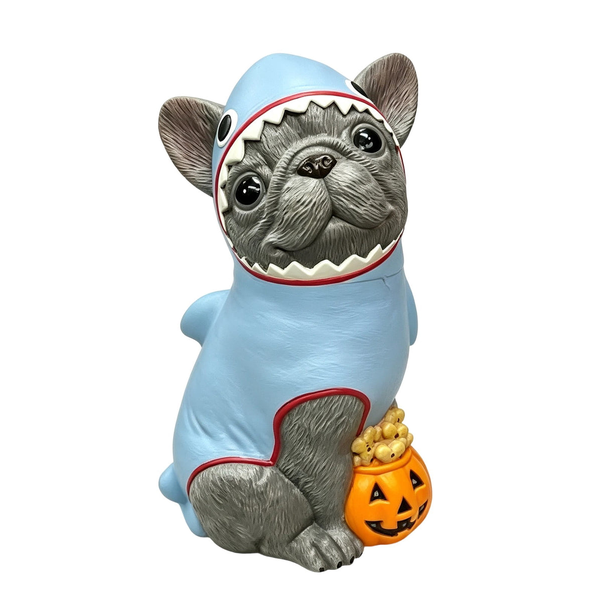 Lighted Scarecrow Bull Terrier Halloween Blow Mold, Cute Puppy Pumpkin Hat Halloween Decor, Resin Ornament for Patio Yard Tabletop Home Decoration, 8"
