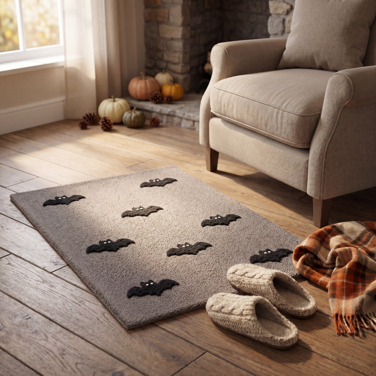 Halloween Ghost Door Mat, Cute Welcome Mat for Front Door Porch Entryway Haunted Outdoor Decor Spooky Decorative Entrance Doormat Non Slip Halloween Rug, 16" x 24"