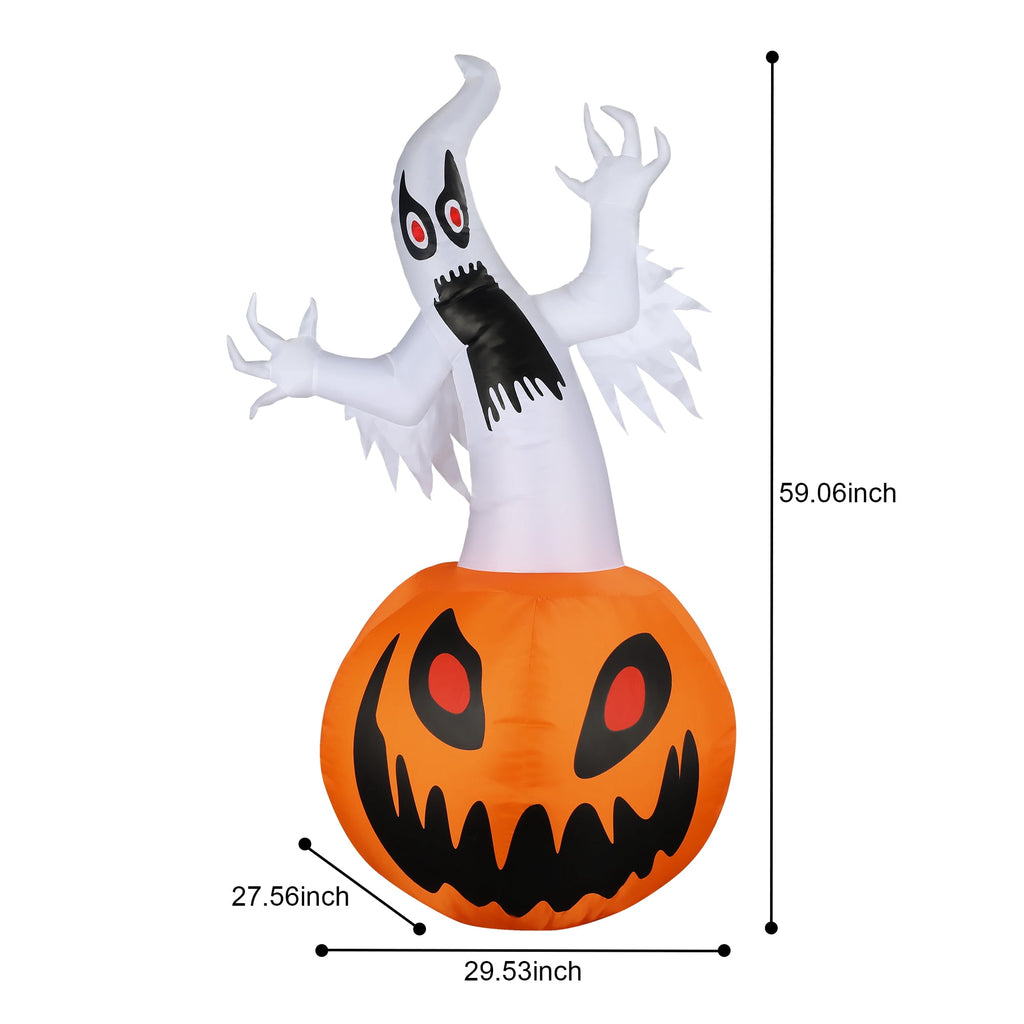 MAGOTAN 9 FT Halloween Inflatables Archway Outdoor Decorations Pumpkin Ghost Archway Halloween Inflatable Blow Up Pumpkin Tombstone Decoration Build-in LED Lights