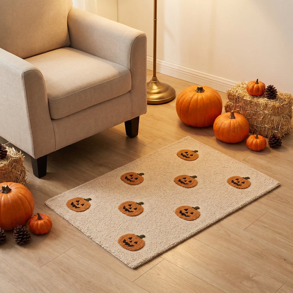 Halloween Thanksgiving Pumpkin Doormat 24x16 Inch, Simple Fall Farmhouse Entrance Mat for Front Porch Patio Home Decor