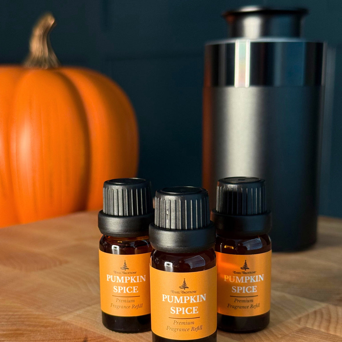Traditions of Scent Pumpkin Spice Premium Fragrance Diffuser Oil Refills by Tinsel Traditions - Set of 3