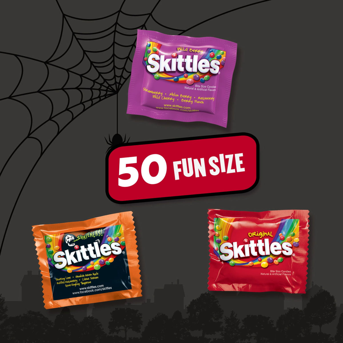 Skittles Fun Size Chewy Halloween Candy Variety Pack - 50 Ct Bulk Bag