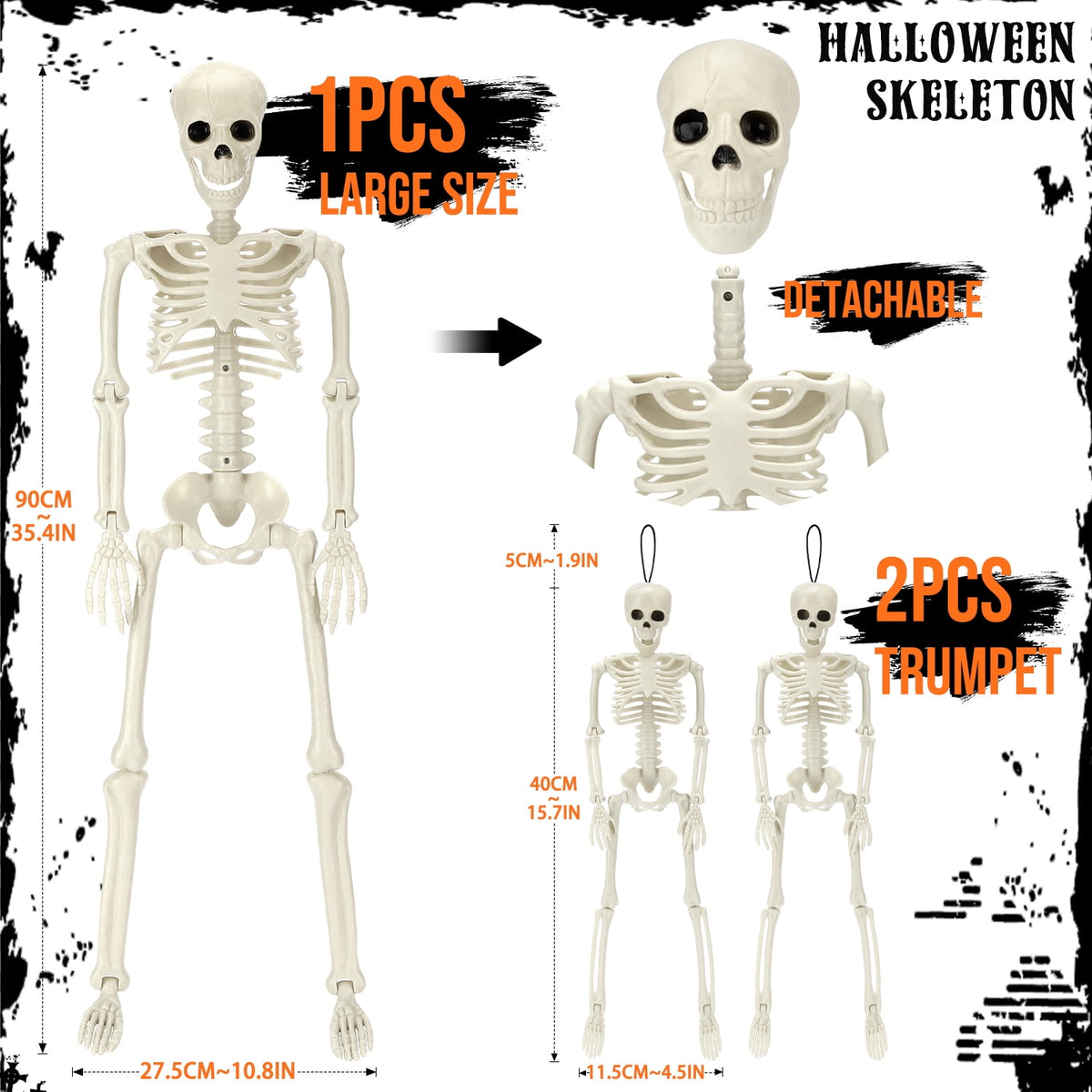 Ayieyill 2pcs Skeleton and Dog Skeleton Halloween Decorations Posable Skeletons Halloween Decorations Indoor Outdoor