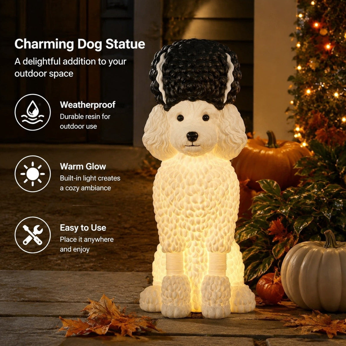 Clearance! Christmas Golden Retriever Statue with LED Lights, Cute Dog Holding Puppy Figurine, Christmas Decoration Indoor Outdoor, Gift for Kiddo Adults