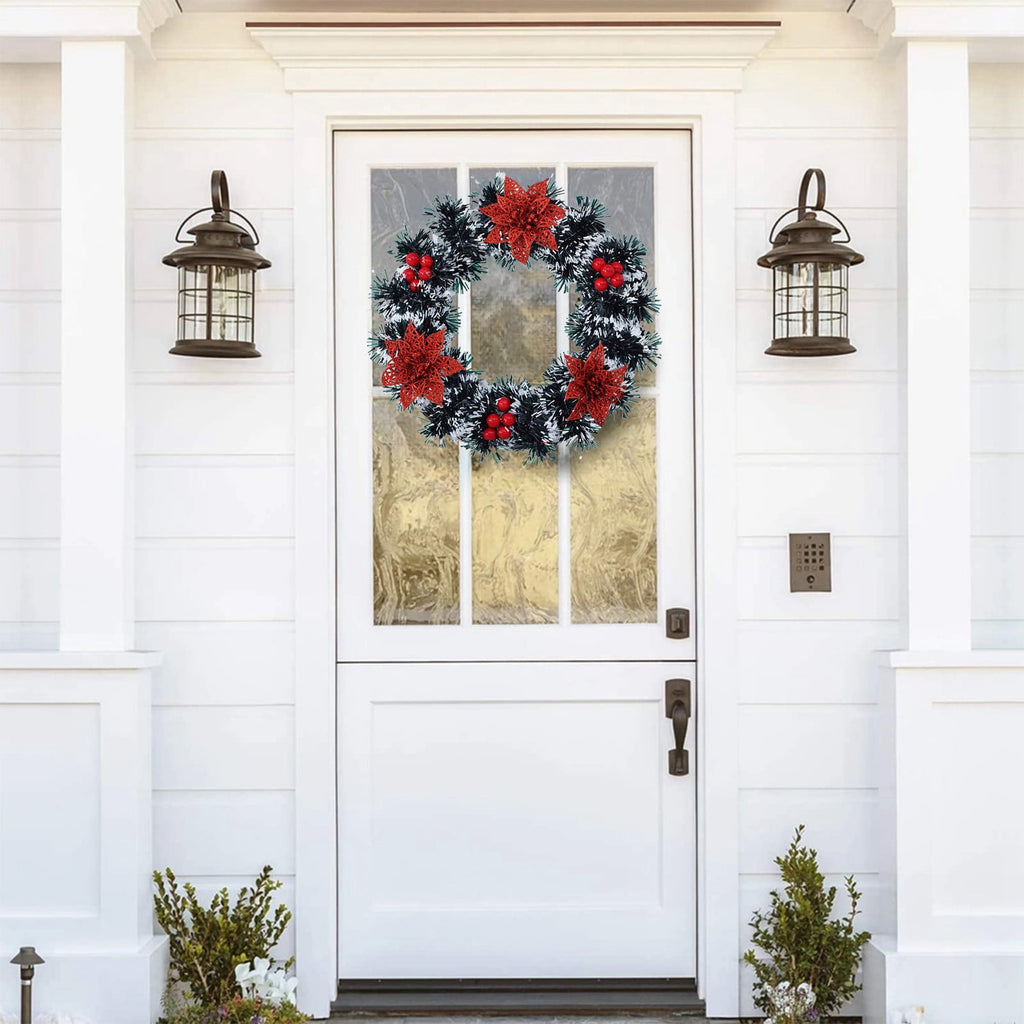 Btomtd Diameter 8" Pumpkin Skull Wreath Halloween Decor Acrylic Round Disk Hanging Ornament with Garland for Front Door Window, B