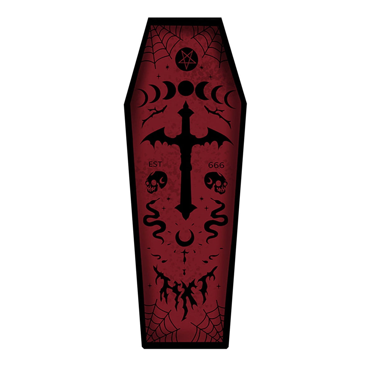 Coffin Shaped Gothic Rug Halloween Themed Floor Mat Non- Decorative Carpet for Indoor Home Party