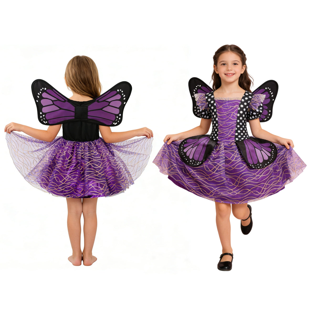 CZKHPTY Girls Rainbow Unicorn Tutu Costume Set with Headband & Wings, Kids Princess Dress Up Outfit, Sizes 9-10Y