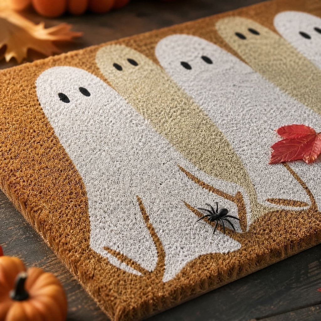 Halloween Pumpkin Placemats Set of 4, 12x18 Inch Pumpkin and Black Cat Table Mat, Washable Heat Resistant Place Mats for Kitchen Dining Table, Spooky Themed Decoration for Home, A