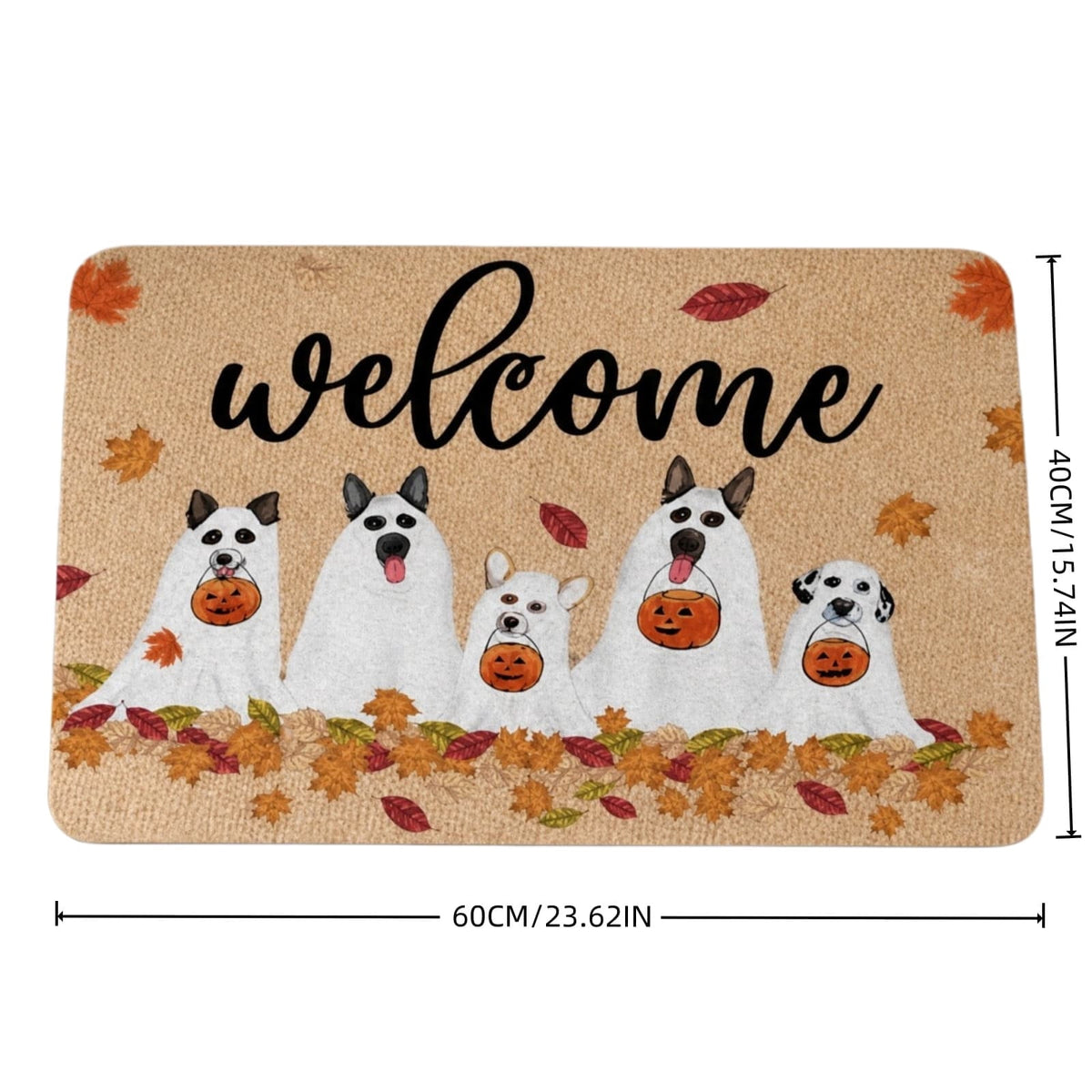 Halloween Doormat Vintage Retro Style Mat 23.6x15.7in Secure-Grip Absorbent Coir Look Entryway Rug for Front Porch Indoor Outdoor Decor by OVFUIZ