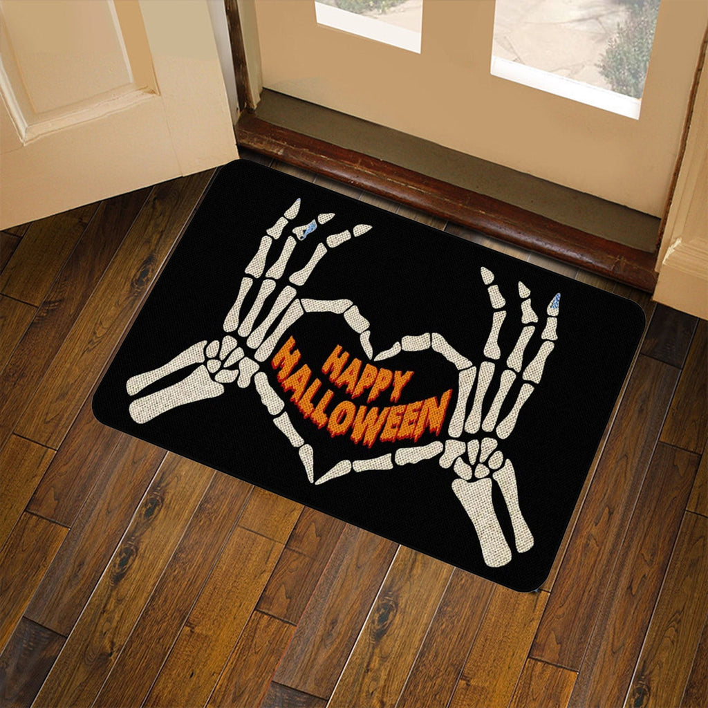 TOPRenddon Halloween Door Mat, Outdoor Front Door Decorative Doormat 16" x 24", Spider Web Bones Welcome Doormats, Non-Slip Rubber Mats Washable Carpet for Porch, Entryway, Indoor, Bathroom, Kitchen