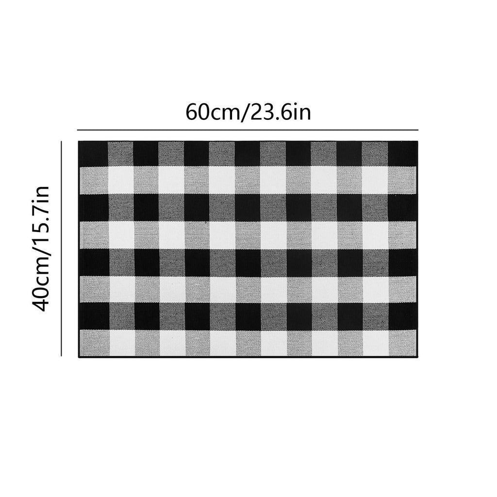 Xuniizn Fall Door Mat, Buffalo Plaid Fall Outdoor Rug Black & White Striepd Rug Front Door Mat Halloween Thanksgiving Fall Autumn Home Decor,Welcome Doormat for Front Door,Farmhouse Decor, 24 x 16"